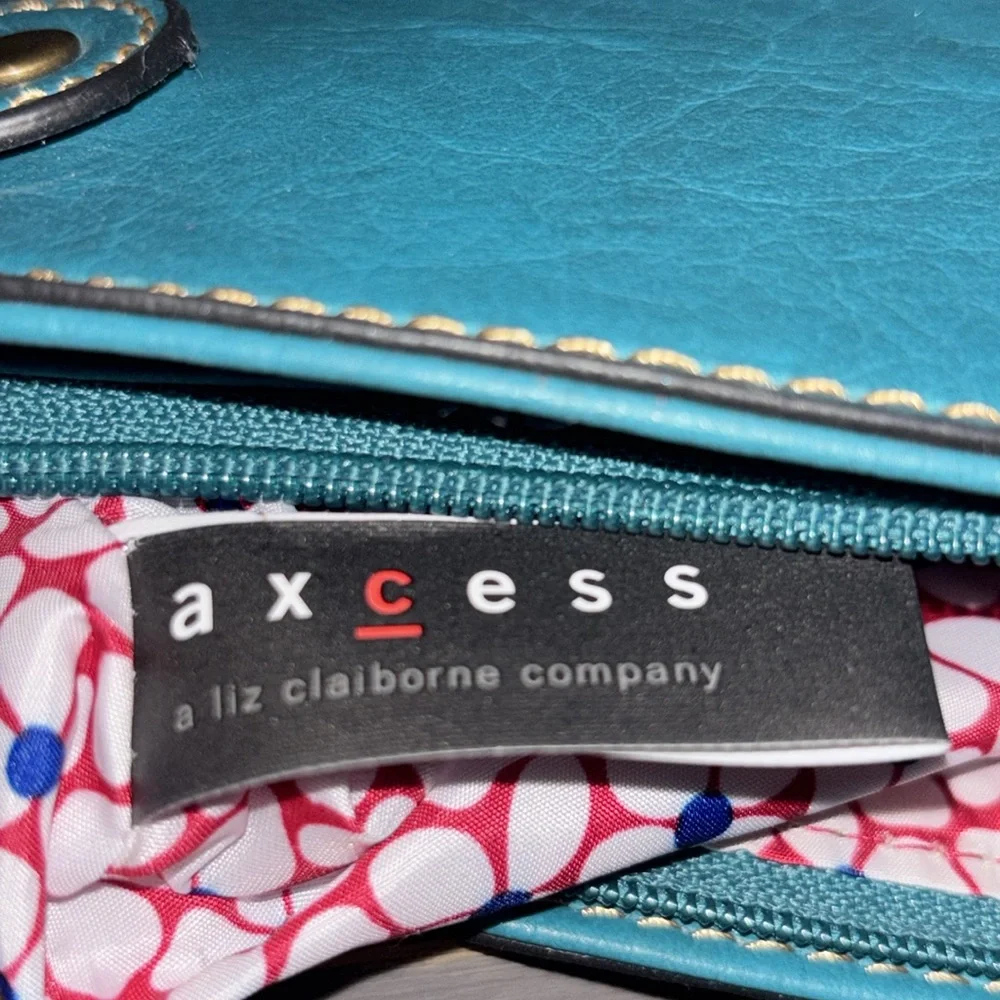 *SOLD on EBAY  by Liz Claiborne Teal Crossbody Bag w/brushed gold hardware - Picture 11 of 12